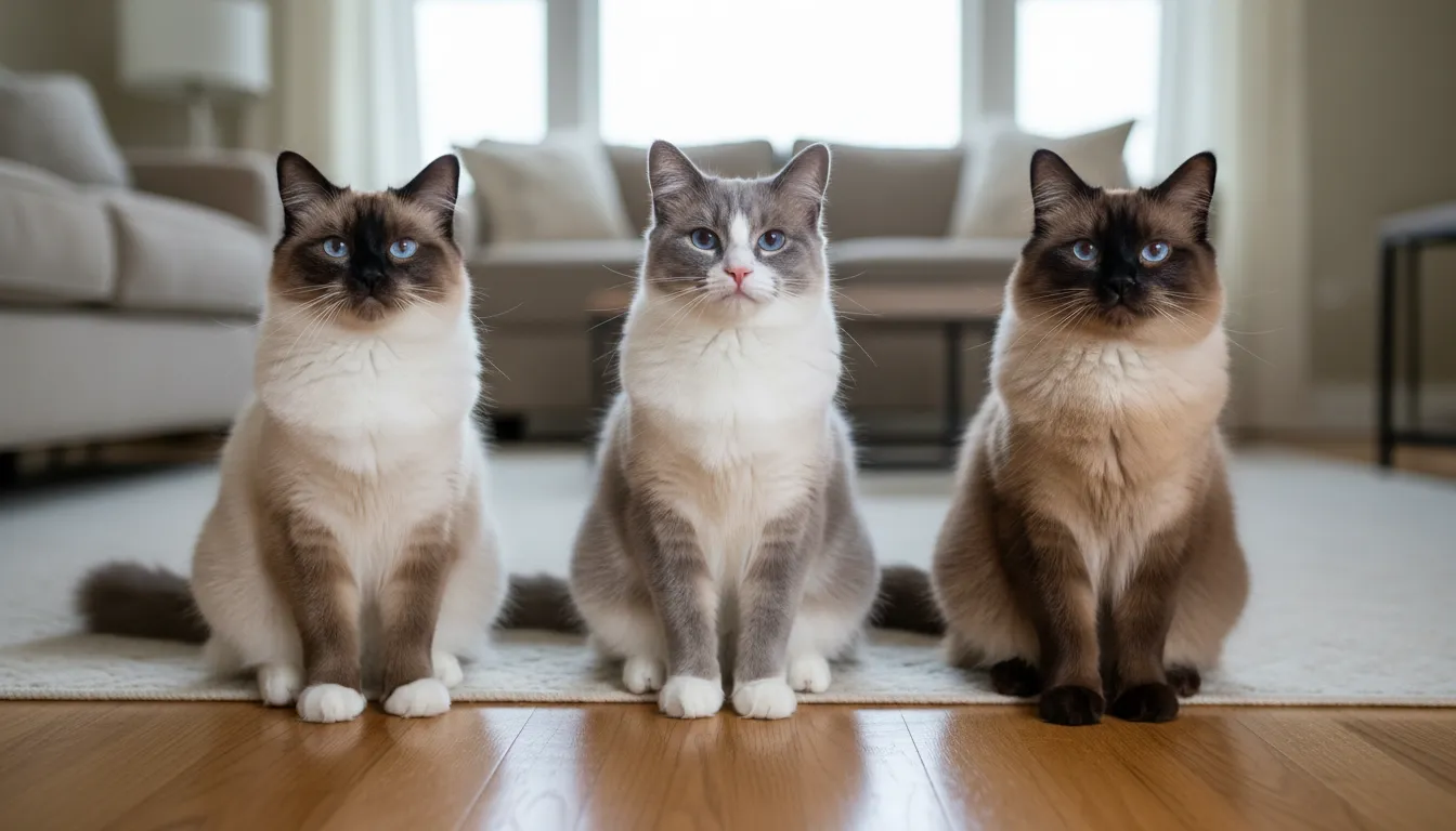 Close-up of a Ragdoll cat displaying its beautiful blue eyes and distinct colorpoint pattern, showcasing the different color variations and patterns, including the controversial mink type.