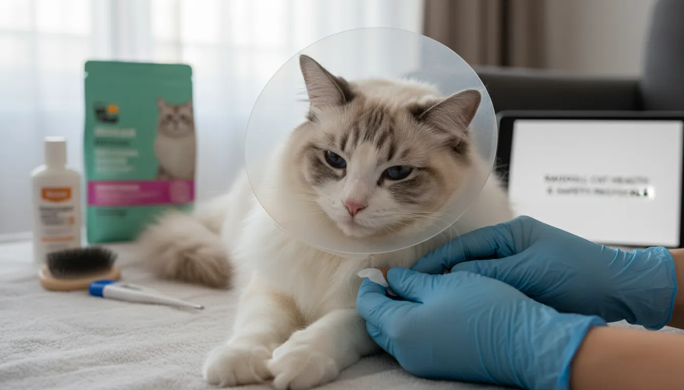 Health and safety traits of Ragdoll cats, focusing on their care, protection, and vulnerability to health issues.