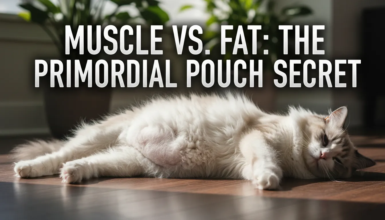Ragdoll cat comparison showing muscle and fat distribution with a focus on the primordial pouch.