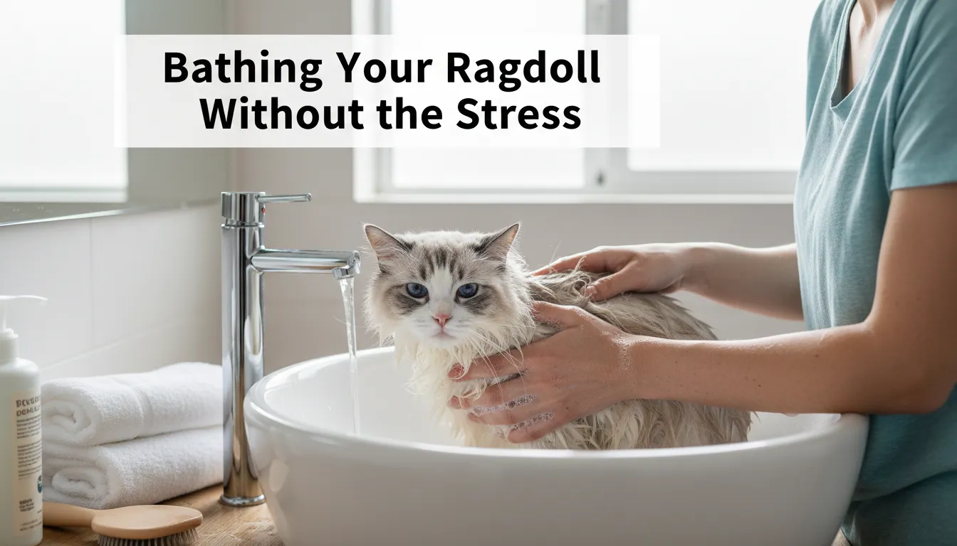 Ragdoll Cat Grooming techniques for bathing a cat safely and calmly to ensure a clean and fluffy coat.