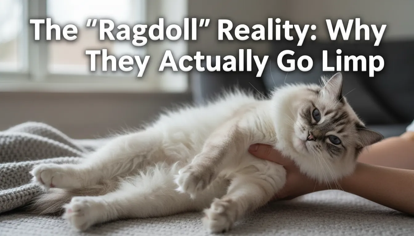 Ragdoll-cat-personality: A person holding a relaxed Ragdoll cat that has gone completely limp.