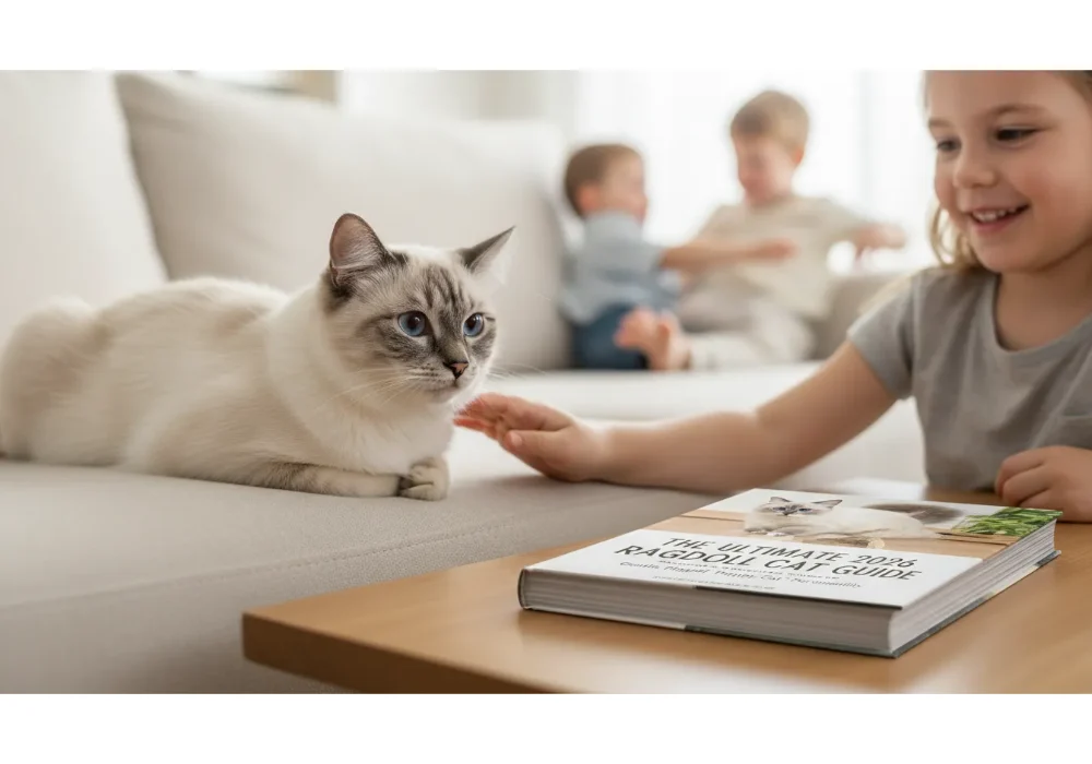Ragdoll cat with blue eyes and a silky coat, the perfect companion for families. Discover the ultimate 2026 guide to Ragdoll cats, known for their gentle, playful 'puppy-cat' personality.