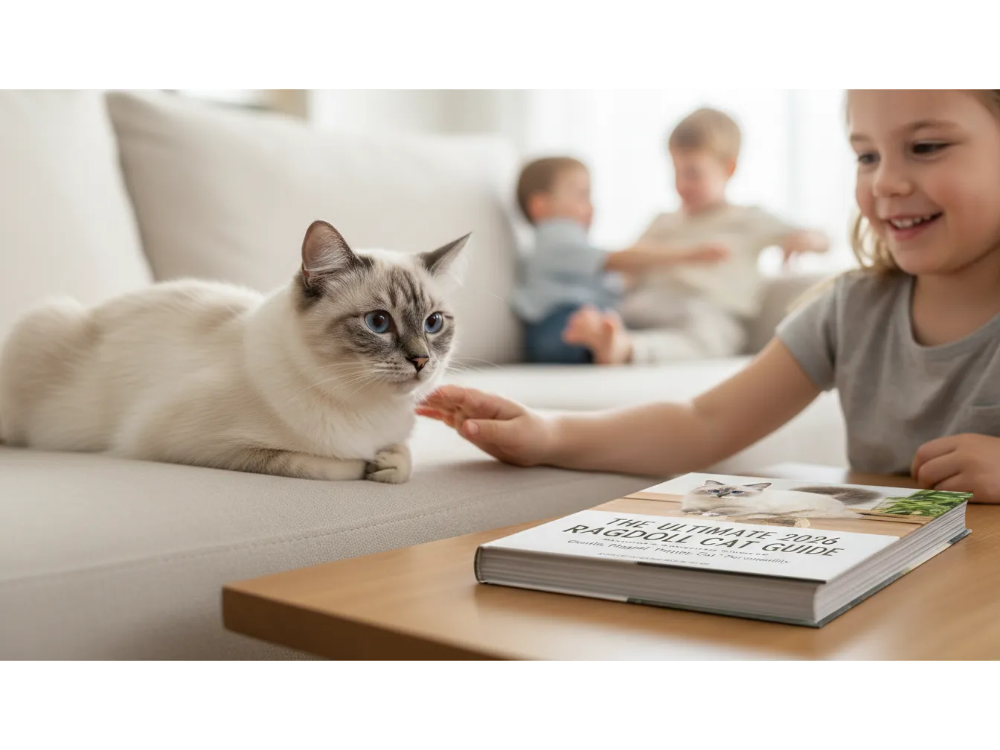 Ragdoll cat with blue eyes and a silky coat, the perfect companion for families. Discover the ultimate 2026 guide to Ragdoll cats, known for their gentle, playful 'puppy-cat' personality.